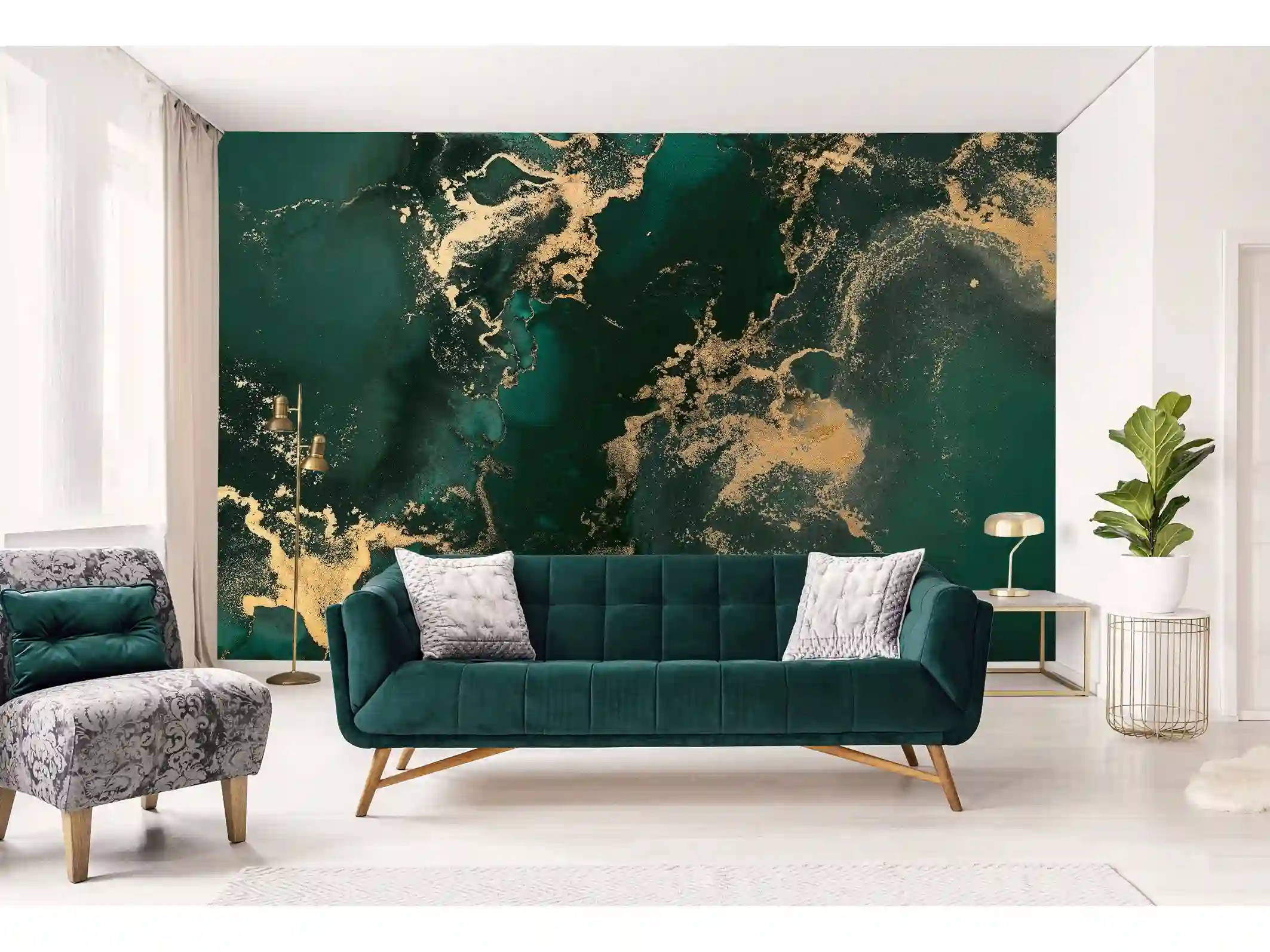 Luxury wallpaper installation in a modern living room in San Francisco